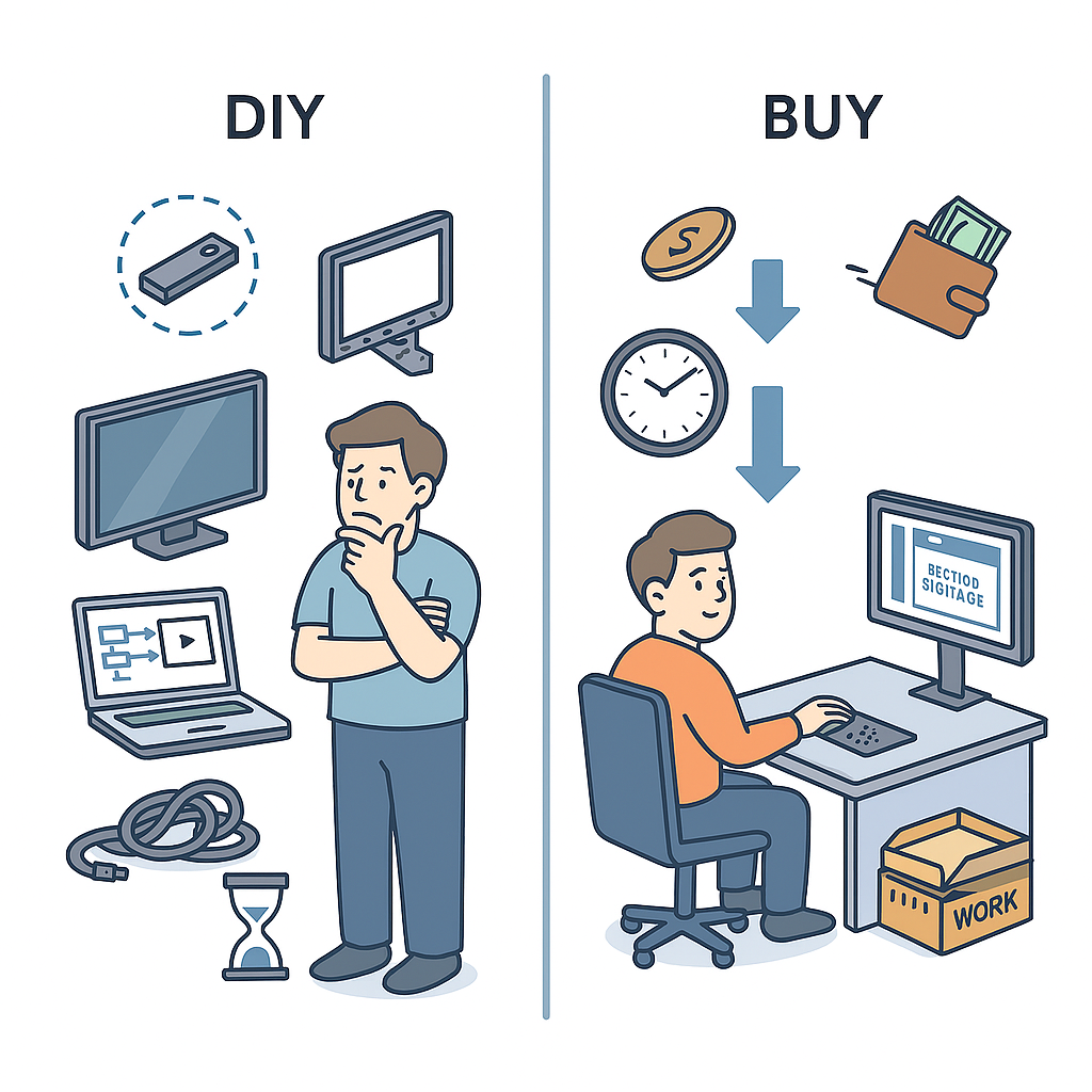 デジタルサイネージは自作できる？費用・作り方・製品購入の判断基準