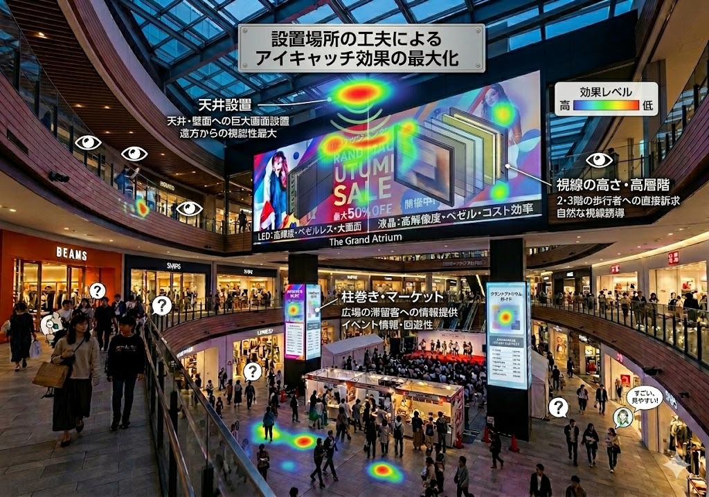 デジタルサイネージの設置場所の工夫によるアイキャッチ効果の最大化