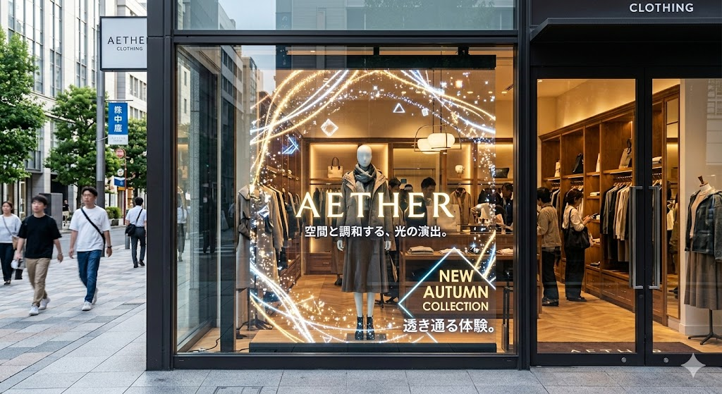 空間の広がりを保ちながら店舗の個性をしっかり伝える新しい表現