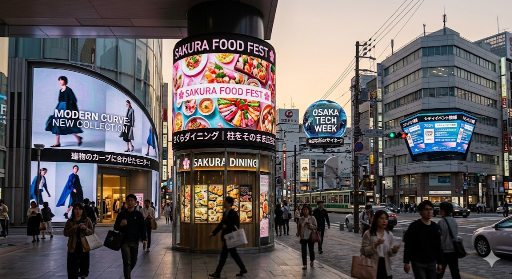 空間の可能性を広げる自由な形の異形型LEDサイネージが街の景色を変えていく