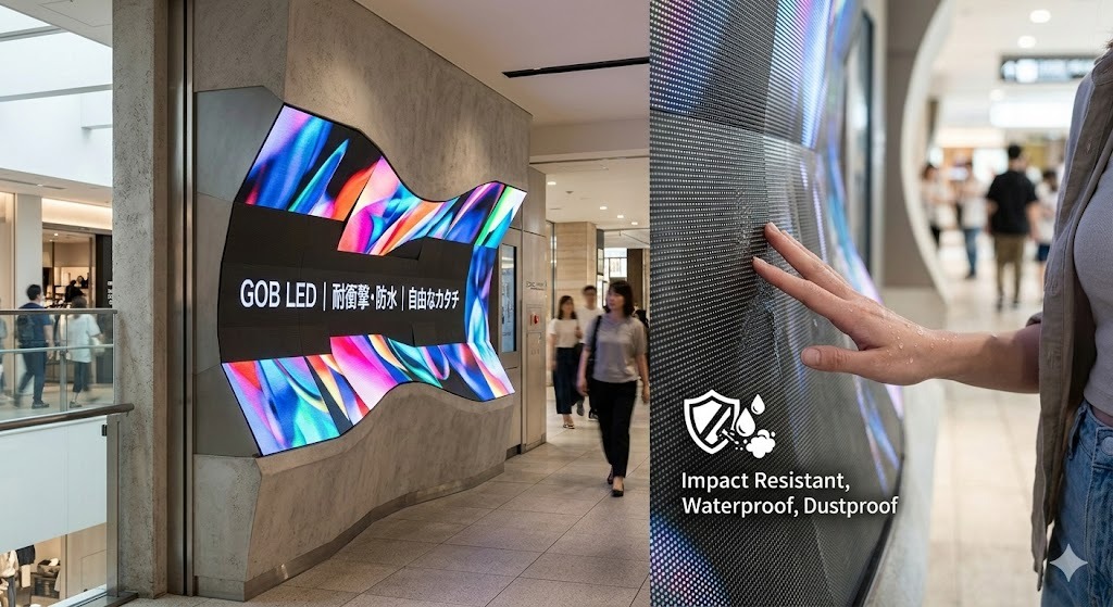 衝撃や水に強いGOB技術が変える特殊な形状のLEDディスプレイ