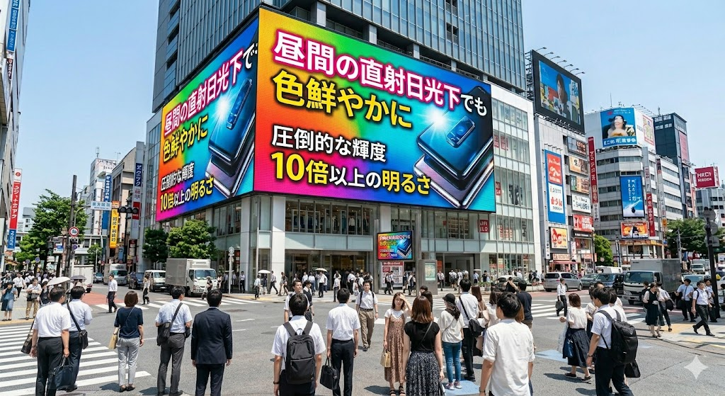 屋外の光に負けない鮮明な映像で街の視線を釘付けにする屋外LEDビジョン