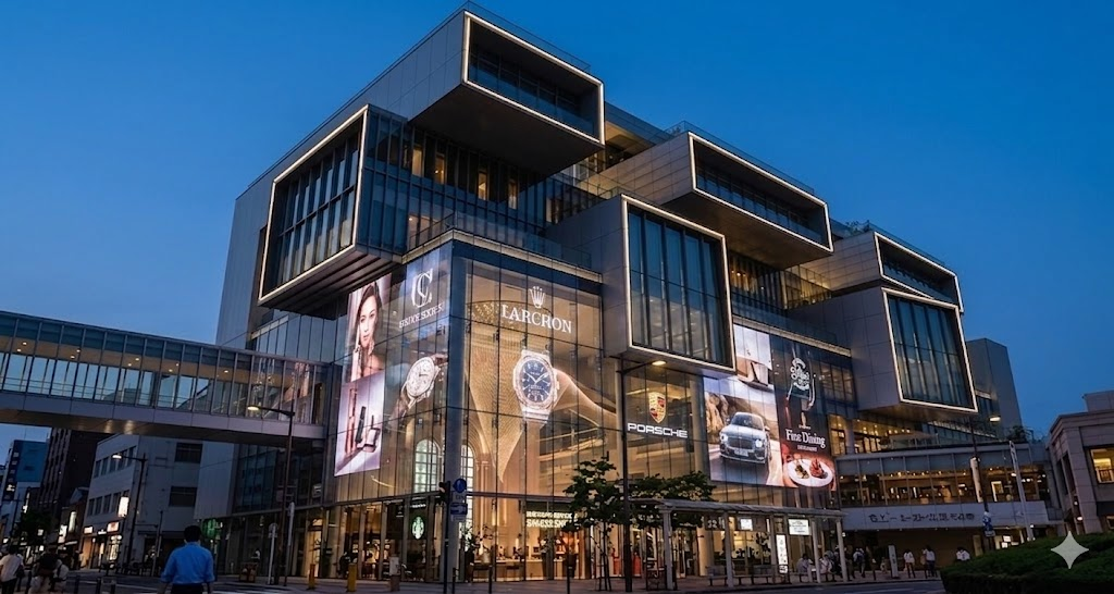 LEDサイネージシートで飲食店の集客やビル-商業ビルの外観を損なわずにテナントの認知度を高める