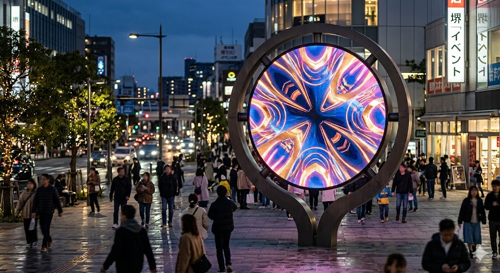 屋外で目を引く円形LEDビジョンの選び方とイベントで背景を彩る