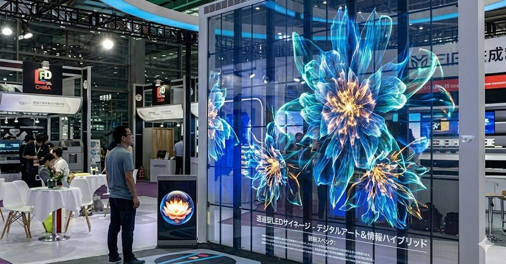 透過型サイネージの透明LEDビジョンと透明液晶ディスプレイ