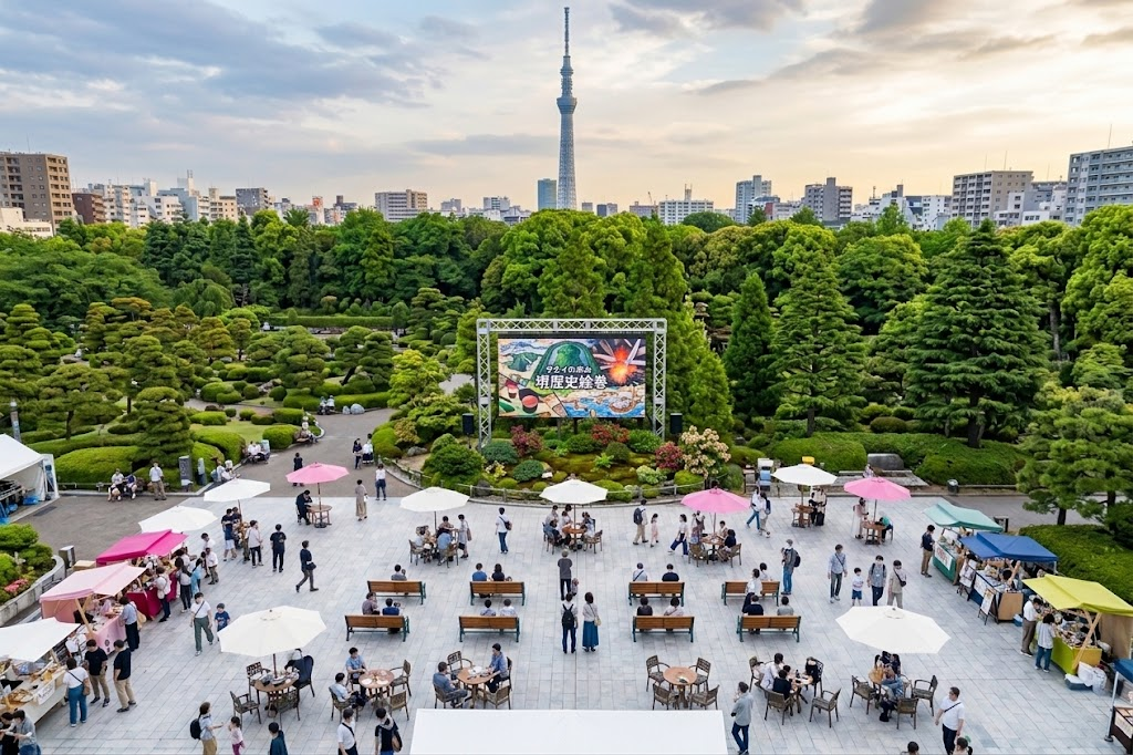 音と光で広がる屋外LEDビジョンの演出空間ができる